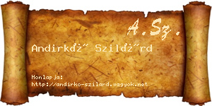 Andirkó Szilárd névjegykártya